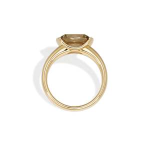 Bague en diamant de culture - Coupe coussin style ancienne mine - Couleur Blair-Champagne - Style vintage unique - Product Image 2