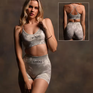 Ensemble de vêtements de sport 2 pièces pour femmes de qualité supérieure Logo personnalisé haut court Leggings écologiques grande taille Design sexy pour Yoga Fitness - Product Image 4