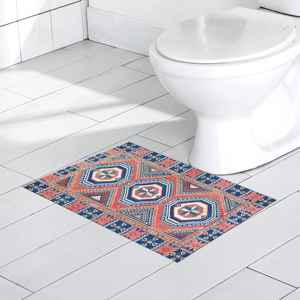 Tapis géométrique turc, tapis imprimé coloré, tapis bleu et rouge, tapis à poils doux - Product Image 3