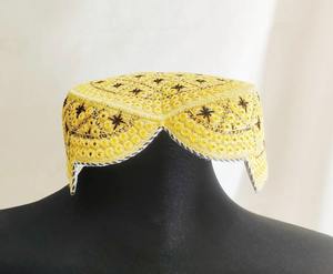 <b>Mens</b> Afghani Vintage Traditional Formal Lace Cap Handmade Ethnic Pashtun Cultural Embroidered Islamic Headwear 100% Cotton - Product Image 1