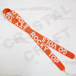 Notra Dame Customized White Gold Seed Bead Bag Straps 'Hook Em Horns' <b>Fashionable</b> <b>Accessory</b> Beaded Purse Strap - Product Image 6