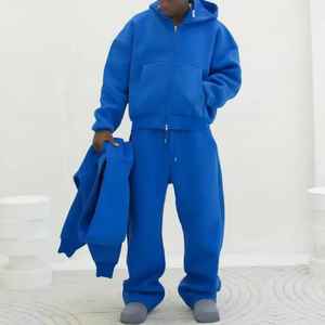 Conjunto Deportivo para Hombre de 600 GSM, Personalizado, de Invierno, con Capucha, Forro Polar, Transpirable, Corte Regular, Largo hasta la Rodilla, Grueso, de Algodón Pesado - Product Image 2