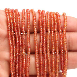 Perles Rondelles Facettées en Saphir Padparadscha Naturel Orange, Pierres Précieuses en Vrac pour la Fabrication <span class=keywords><strong>de</strong></span> Bijoux - Perles Larimar, Amétrine, Rubis, <span class=keywords><strong>Opale</strong></span> - Product Image 1