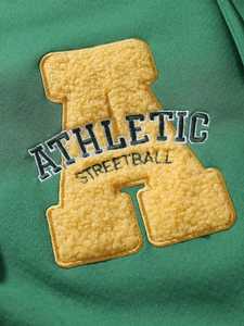 American Embroidered <b>Leather</b> Sleeve Baseball <b>Winter</b> <b>Jacket</b> Men's Long Sleeve Waterproof Stand Collar Front Logo Coat - Product Image 4