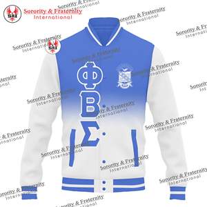Phi Beta Sigma Varsity Letterman Jacket Royal Blue White Lightweight Waterproof Greek Letters Fit Fraternity Greek Outerwear - Product Image 5