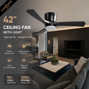 42 Inch Flush Mount <b>Ceiling</b> <b>Fan</b> with Light Modern Low Profile <b>Ceiling</b> <b>Fan</b> Quiet DC Motor <b>Remote</b> <b>Control</b> <b>Fan</b> - Product Image 1