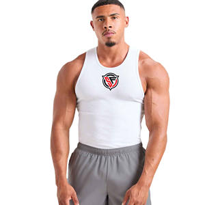 Camiseta sin mangas de algodón 100% sin mangas para hombre con logotipo personalizado para Fitness, correr, gimnasio, camiseta sin mangas para hombre, técnica de lavado de poliéster/LICRA - Product Image 3