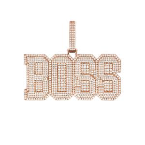 Colgante clásico de letras de oro blanco de 10 quilates para mujer, Diamante cultivado en laboratorio redondo para regalo - Product Image 3