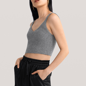 Factory Wholesale Custom Ribbed Sleeveless Sexy Cashmere <b>Women</b> Knitted <b>Sweater</b> <b>Vest</b> - Product Image 3