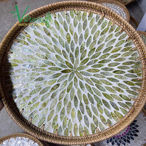 ถาด Combo 2มีขนาด30ซม. และ35ซม. ถาดไม้ไผ่และหวายถาดหวายฝังด้วยหอยแมลงภู่งานฝีมือเวียดนามของขวัญที่มีความหมาย - Product Image 6