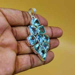 Faceted Green <b>Amethyst</b> Chunky Pendnat Made In 925 Sterling Silver Bohemian Heavy Necklace Gift Item For Her Simple - Product Image 6