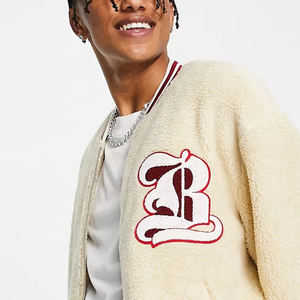 Veste en toile sherpa à fermeture éclair personnalisée, chaude et confortable pour homme, col montant, vente chaude d'hiver - Product Image 6