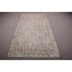 พรมขนาด 4.4x7.8 ฟุต, พรมตุรกีโบราณ, พรมลายอิคัตสีเบจ - Product Image 1