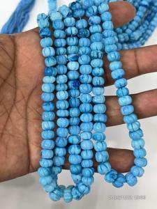 Cuentas Sueltas de Hawolte Teñidas de Azul Natural, Forma de Calabaza, 17 Pulgadas, Tamaño 8-10 mm - Product Image 4