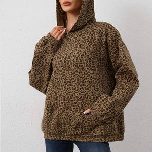 Sudadera con Capucha de Felpa 100% Algodón, Estampado de Leopardo Personalizado OEM, Manga Larga, Estilo Vintage, Impresión DTG, Corte Regular, Cierre de Cremallera, Transpirable para Invierno - Product Image 3