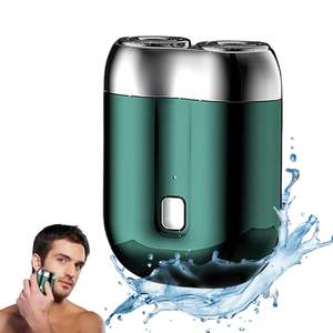 Afeitadora Eléctrica Portátil Verde para Hombre, Mini Afeitadora Rotativa de Doble Cuchilla con Función de Limpieza Profunda, Resistente al Agua IPX7 - Product Image 1