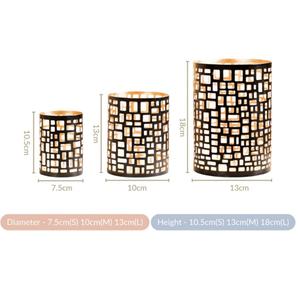 Venta al por mayor de diseño personalizado de doble tono linterna candelabros votivos de alta calidad de Metal hecho a mano de Navidad 3 tamaños decoraciones para el hogar - Product Image 4