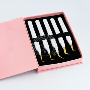 Top Rated Fiber Tip Lash Tweezers 90 Degree Volume Diamond Grip Stainless Steel Eyelash Extension Tweezer Lightweight <b>Tool</b> - Product Image 1