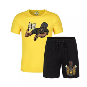 Gangster's T-shirt and Shorts Digital Printing Custom Made 100% Cotton <b>Tshirt</b> and Mask Shorts Sleeves Fit Size - Product Image 4