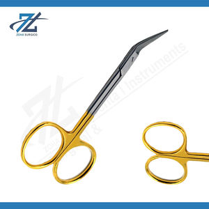 Tijeras de vendaje Inserto duro de carburo de tungsteno, Romo/romo 130mm de largo Instrumentos quirúrgicos curvos Fabricante de Pakistán - Product Image 2