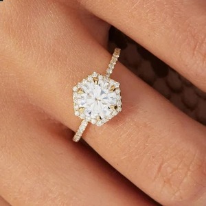 แหวนเพชรโมอิสทรงหกเหลี่ยมสีขาวเงิน925สั่งทำสำหรับแหวนหมั้นเครื่องประดับเพชรอื่นๆ - Product Image 1