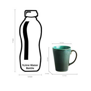 Blues Sky 320ml Ceramic Studio Pottery Glazed <b>Coffee</b> <b>Mugs</b> <b>Set</b> 2 Dishwasher Safe Teal Stone Blue Scandinavian Design Spoon Hot - Product Image 4