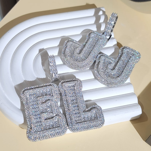 Custom Heavy Baguette <b>Letters</b> Pendant 15MM Chain Iced Nameplate <b>Necklace</b> Hip Hop Style Children's Jewelry Featuring Moissanite - Product Image 3