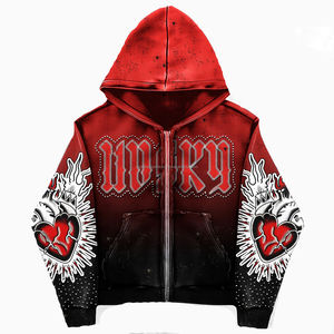 Naisen Custom Rhinestone <b>Jacket</b> Man Crystal Streetwear Oversized Baggy Applique Patch <b>Men</b> Zip up <b>Denim</b> Hoodie - Product Image 1