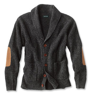 Clásico Otoño Invierno hombres chal cuello cárdigan suéter cálido algodón pulóver punto cuero codo parche - Product Image 1