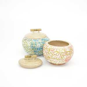 New Collection 2026 Elegant Bamboo Storage <b>Jar</b> Enhanced with Mother of Pearl for Decorative Use Candle Housing by 99 Gold Data - Product Image 2