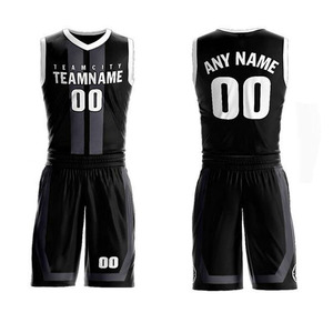 Ensemble d'uniformes de basketball pour hommes, grande taille, couleurs personnalisées, logo personnalisé, 100% polyester, respirant, séchage rapide, impression numérique - Product Image 1