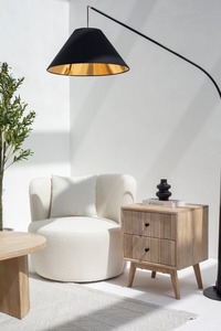 Armoire de chevet moderne de luxe classique à deux tiroirs en bois de manguier massif réglable en hauteur table de chevet polyvalente chambre à coucher salon - Product Image 2