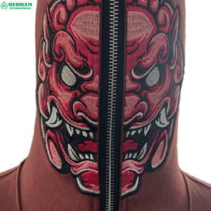 Nouveaux sweats à capuche unisexes personnalisés en gros, 500 GSM, entièrement zippés, 100% coton molletonné/éponge française, avec impression en relief - Product Image 3