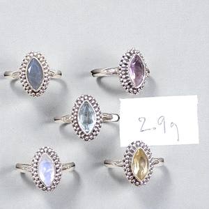 Bague en argent multi-pierres naturelles en argent sterling 925, pierre ovale taillée, design artisanal, prix de gros, bague en argent - Product Image 3