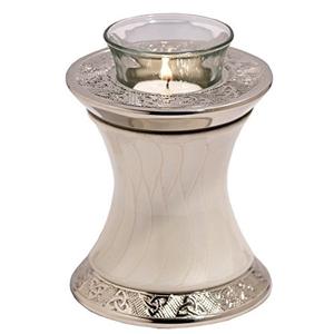 Urne de crémation en aluminium blanc gravée à la main pour cendres Fourniture funéraire pour bougie de travail - Product Image 1