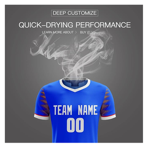 Camisetas de fútbol de secado rápido con logotipo personalizado, pantalones cortos de uniforme de equipo de fútbol Unisex impresos por sublimación completa - Product Image 3
