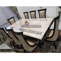 Ensemble de table à manger en teck traditionnel moderne de première classe, 8 places, fait main, durable, taille personnalisée, finition noire, luxe