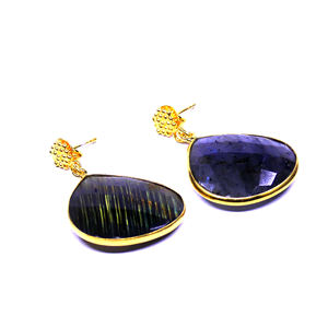 Pendientes de moda de Plata de Ley 925 chapados en oro Vermeil labradorita piedras preciosas para mujer - Product Image 2