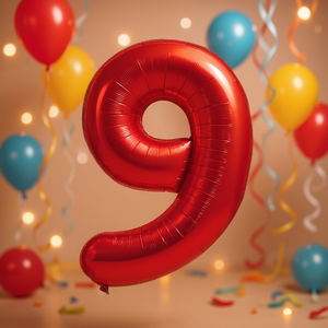 Globo de Fiesta con Forma de Número 9 Rojo de 45 cm, Relleno de Helio, Decoración para Fiestas - Product Image 3