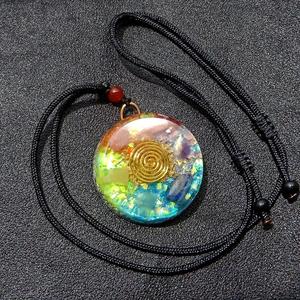 Colgante de Chakra de piedra de turmalina negra, collar de cristal de orgón de protección curativa con dijes chapados en acero inoxidable a la venta - Product Image 4