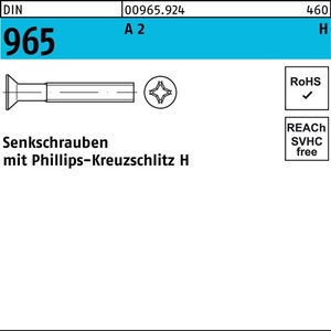 Tornillo de Cabeza Avellanada DIN 965 Phillips PH M2 X 14-H A2 1000 Piezas - Product Image 1