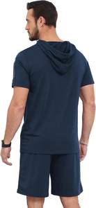 Chándal Atlético transpirable para hombre, conjunto de pantalones cortos de chaqueta deportiva con capucha de manga corta de 2 piezas para deportes de verano, atuendo deportivo informal - Product Image 5