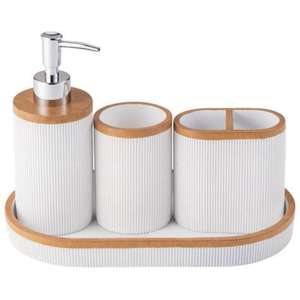 Ensemble de salle de bain élégant en résine avec pierre naturelle et accents noirs pour une décoration classique - Product Image 5