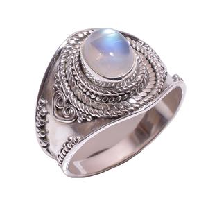 Anillo de plata de primera ley con piedra lunar para mujer, sortija, plata esterlina 925, arcoíris, piedra lunar, hecho a mano, venta al por mayor - Product Image 1