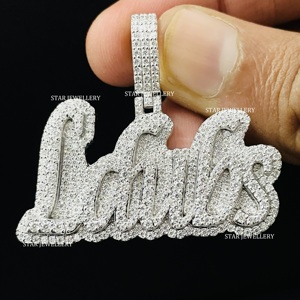 Pendentif Hip Hop Unisexe en Argent Sterling Plaqué Rhodium avec Moissanite VVS Couleur D Personnalisé - Product Image 1