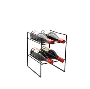 Kim loại cổ chai tường đứng Countertop kim loại rèn sắt Wine Bottle Rack và Glass chủ Hot bán sản phẩm