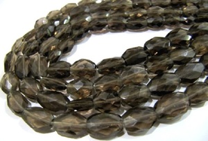 Perles de quartz fumé naturel véritable, facettées, ovales, forme de mani, briolette, 8-10 mm, 13 pouces de long, en vrac, brun, certifié CNAS, Eminent - Product Image 3