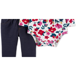 Set di 2 body per neonata di Carter's, stampa floreale rossa con pantaloni con tasche e volant, 100% cotone, taglia 24MOS per bambine - Product Image 3