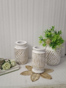 Modern Artistic <b>Tall</b> Farmhouse White Vintage Hot-Selling Indian Mango Wood Vase Luxury Flower Pot Planter for Home Garden Decor - Product Image 3