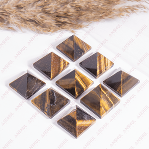 Pyramides en cristal d'œil de tigre naturel polies et gravées en gros, mascotte pour la décoration spirituelle de la maison et le Feng Shui - Product Image 2